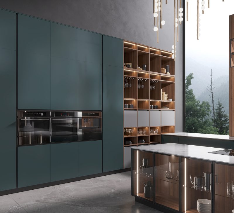 High End Greenish Blue Kitchen Cabinets4