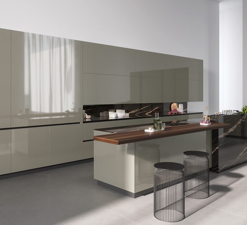 High Gloss Metallic Champagne Kitchen3