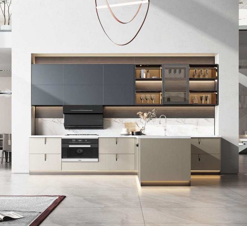 Thermofoil Cabinets Kitchen in T Shaped Layout